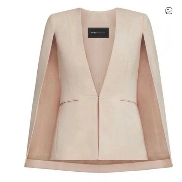 BCBGmaxazria Upas Bare Solid Pink Beige Cape Blazer Jacket Xs Small - Picture 2 of 7